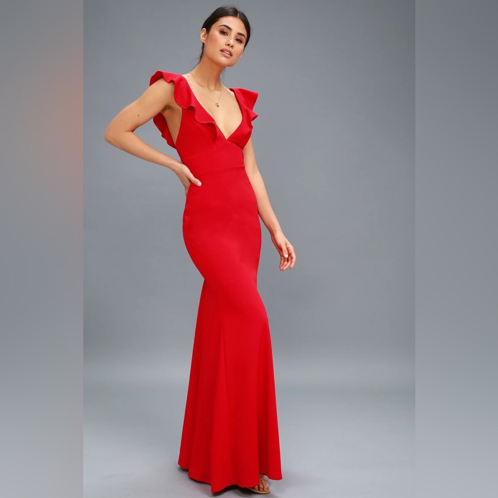 Lulus perfect opportunity stunning red gala maxi dress S